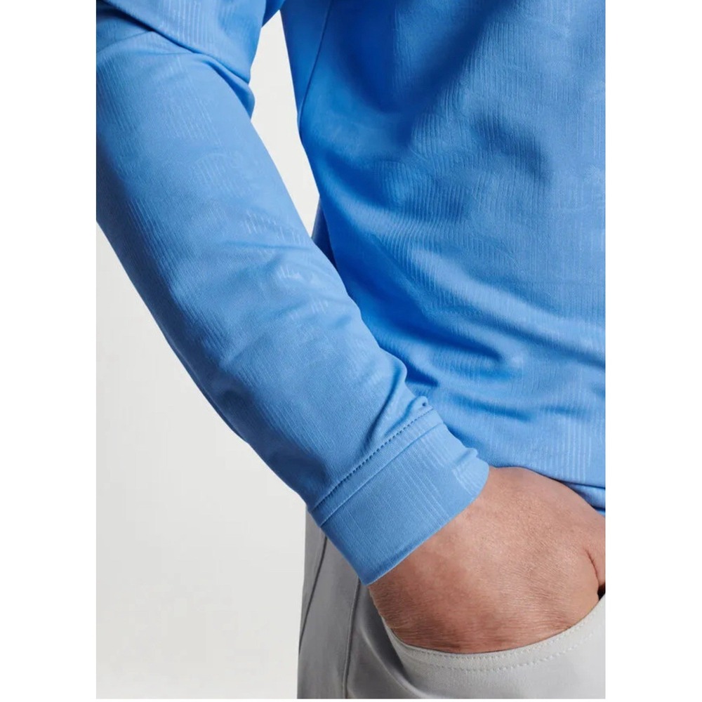 NWT Peter Millar Bonnet Blue Perth Shadow Stripe Floral Quarter-Zip SMALL $145 - Picture 9 of 11
